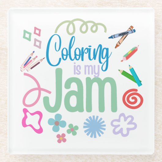 Kleuren is mijn Jam Coaster Glazen Onderzetter (Voorkant)