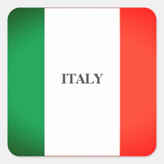 KLEUREN ITALIAANSE VLAG VIERKANTE STICKER (Voorkant)