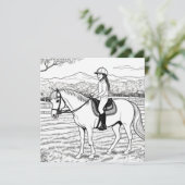 Kleuren Kleur in Afbeelding Meisje Paardrijden Pon Kaart (Staand voorkant)
