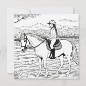 Kleuren Kleur in Afbeelding Meisje Paardrijden Pon Kaart (Voorkant)