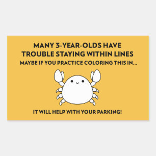 Kleuren Krab Hulp met Parkeren Bad Parking Rechthoekige Sticker