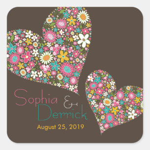 Kleuren Lente Bloemen Hart Verloving Sticker