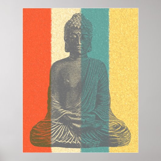  kleuren mediterende Boeddha Poster (Voorkant)