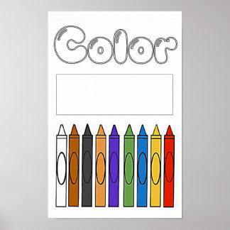 Kleuren met gekleurde kleurpotloden poster