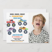 Kleuren Monster Truck Verjaardag Uitnodigingen Fot (Voorkant)