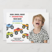 Kleuren Monster Truck Verjaardag Uitnodigingen Fot (Voorkant)
