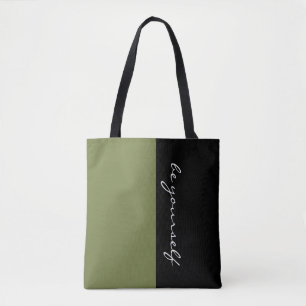 Kleuren OLIJVE GROEN EN jouw tekst Tote Bag