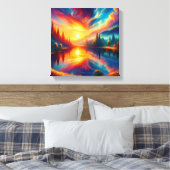 Kleuren op het Meer Canvas Afdruk (Insitu (Slaapkamer))