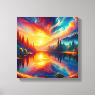 Kleuren op het Meer Canvas Afdruk