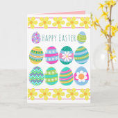 Kleuren Paaseieren Wenskaart Kaart (Gele Bloem)