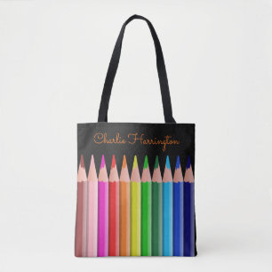 Kleuren Pencils aangepaste naam zakken Tote Bag