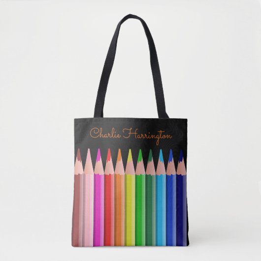 Kleuren Pencils aangepaste naam zakken Tote Bag (Voorkant)