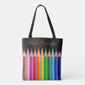 Kleuren Pencils aangepaste naam zakken Tote Bag (Achterkant)