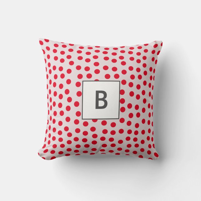  kleuren Polka dots monogram Kussen (Voorkant)