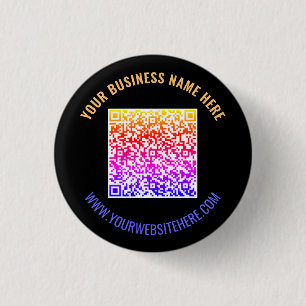 Kleuren QR Code en Aangepaste Tekst Gepersonalisee Ronde Button 3,2 Cm