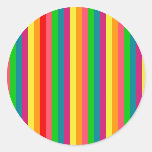 Kleuren regenboogstrips decor ronde sticker (Voorkant)