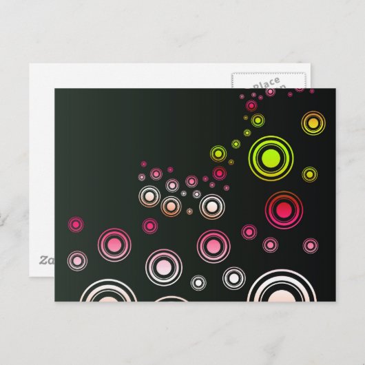 Kleuren rond, muur, vormen rond, kunststijl donker briefkaart (Voorkant / Achterkant)