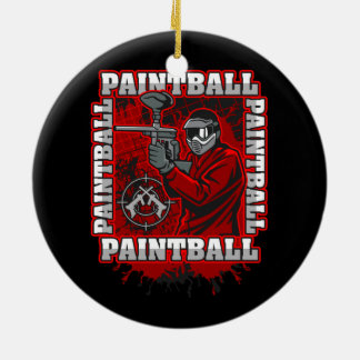 Kleuren rood team van de Speler van de Paintball Keramisch Ornament
