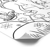 Kleuren Schattigee Eenhoorn Kinder Poster (Hoek)