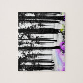 Kleuren Sluipen in zwart-wit Silhouet Forest Legpuzzel (Verticaal)