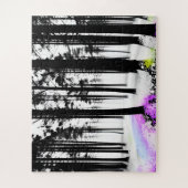 Kleuren Sluipen in zwart-wit Silhouet Forest Legpuzzel (Verticaal)