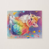 Kleuren Splash Waterverf Cat Legpuzzel (Horizontaal)