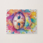 Kleuren Splash Waterverf Cat Legpuzzel (Horizontaal)