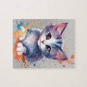 Kleuren Splash Waterverf Cat Legpuzzel (Horizontaal)