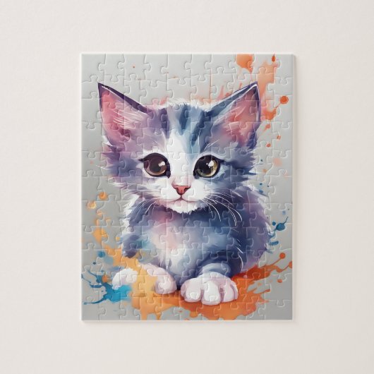 Kleuren Splash Waterverf Cat Legpuzzel (Verticaal)