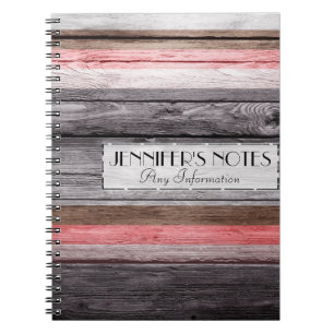  kleuren stripes wood look #3 notitieboek
