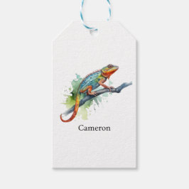 Kleuren tak: Chameleon Kunst, op maat Cadeaulabel