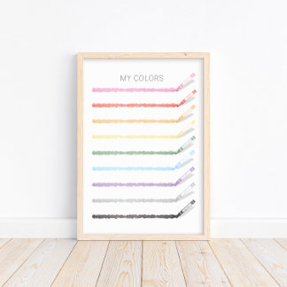 Kleuren tekenen met kleurpotloden - Educatief Post Poster