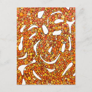 Kleuren uit de jaren 70 Rood Oranje Geel Abstract Briefkaart