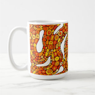 Kleuren uit de jaren 70 Rood Oranje Geel Abstract  Koffiemok