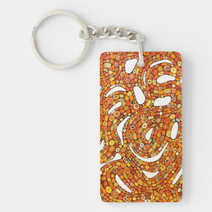 Kleuren uit de jaren 70 Rood Oranje Geel Abstract Sleutelhanger