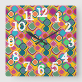 Kleuren uit de jaren '70 vierkante klok