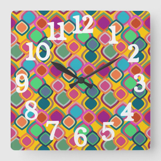 Kleuren uit de jaren '70 vierkante klok (Voorkant)