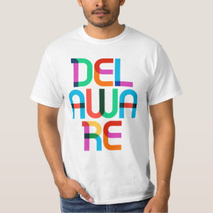 kleuren van 80s met Delaware Pop art Type T-shirt