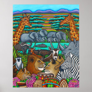Kleuren van Afrika afdrukken Poster