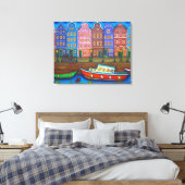 Kleuren van Amsterdam Stretched Canvas afdrukken (Insitu (Slaapkamer))
