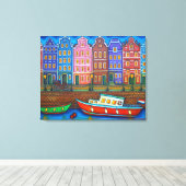 Kleuren van Amsterdam Stretched Canvas afdrukken (Insitu (Houten vloer))