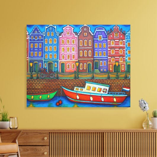 Kleuren van Amsterdam Stretched Canvas afdrukken (Insitu (Woonkamer))