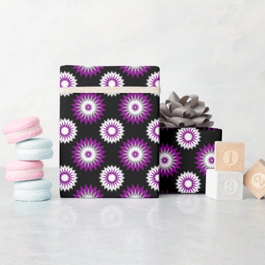 Kleuren van aseksualiteitstrots / zwarte bloem cadeaupapier (Baby Shower)