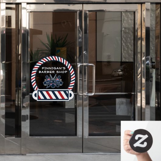 Kleuren van Barber Shop Pole Front aanpassen Raamsticker (Kantoordeur)