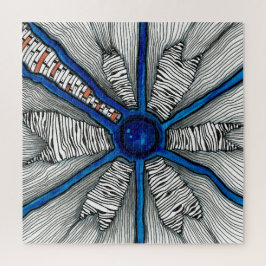 Kleuren van blauw en zwart legpuzzel