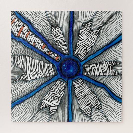 Kleuren van blauw en zwart legpuzzel (Verticaal)