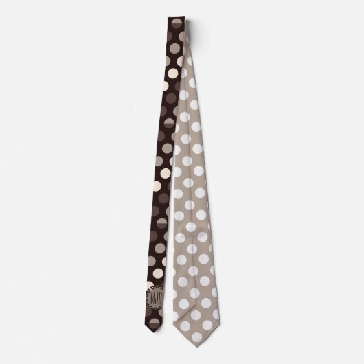 Kleuren van Brown Bold Polka Dots Monogram Stropdas (Achterkant)