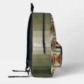 Kleuren van bruin, groen en gestreepte patroonkuns bedrukte rugzak (Links)