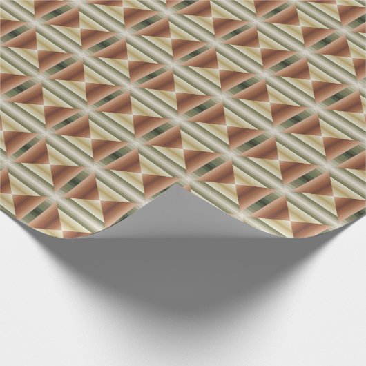 Kleuren van bruin, groen en gestreepte patroonkuns cadeaupapier (Hoek)