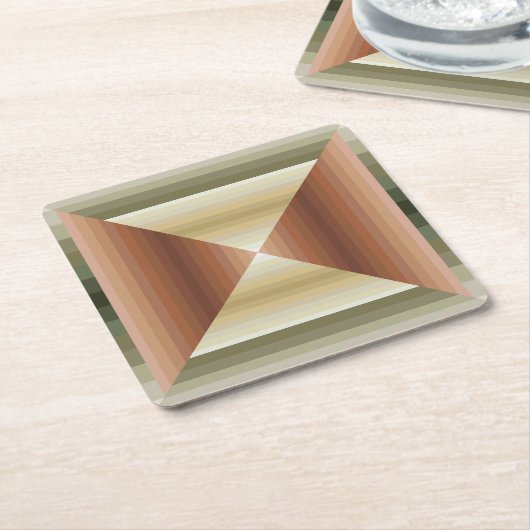Kleuren van bruin, groen en gestreepte patroonkuns kartonnen onderzetters (Schuin)